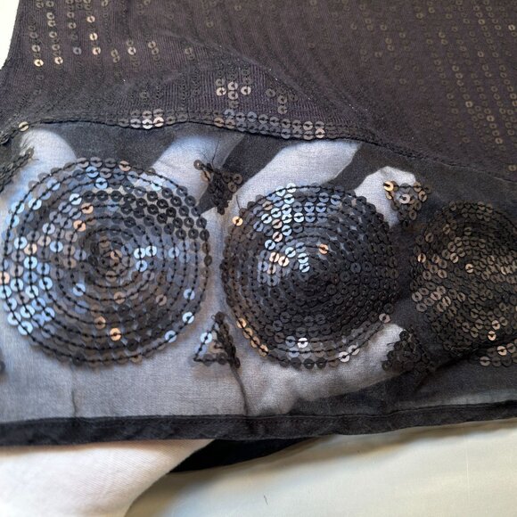 Adrienne Vittadini Collection Tunic Blouse Womens Sheer Sequin Top Long Sleeve - Picture 14 of 16
